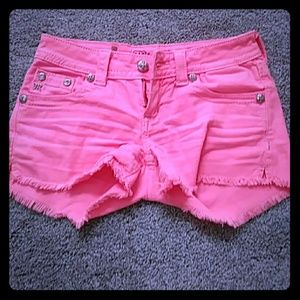 Miss me coral shorts with rhinestone crosses